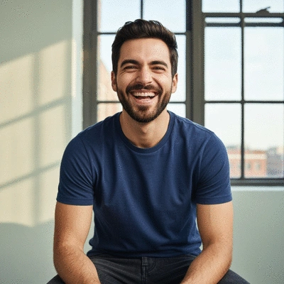 Person smiling confidently